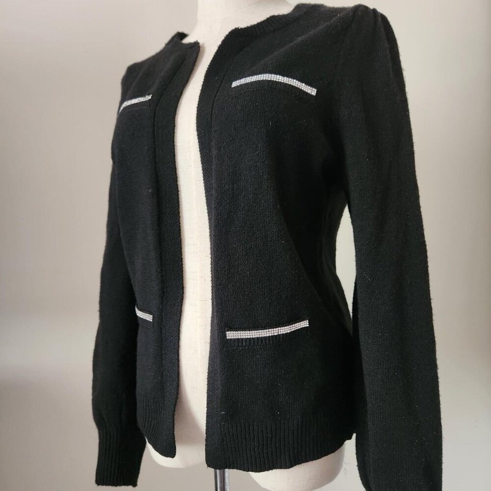 89th & MADISON Black Cardigan w/ Rhinestones. Size Medium.